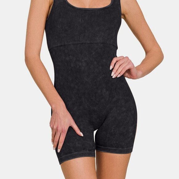 Ribbed Romper by Zenana - Picture 2 of 3